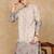 Beige cotton solid kurta for men