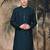 Deep blue silk embroidred kurta for men