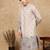 Beige cotton solid kurta for men