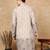 Beige cotton solid kurta for men
