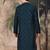 Deep blue silk embroidred kurta for men