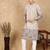 Beige cotton solid kurta for men