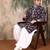 Purple silk embroidred kurta for men
