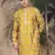 Mustard silk embroidred kurta for men