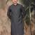 Grey silk embroidred kurta for men
