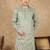 Green polysilk sequins kurta for men