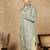 Green polysilk sequins kurta for men