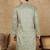 Green polysilk sequins kurta for men
