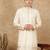 Beige polysilk sequins kurta for men
