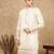 Beige polysilk sequins kurta for men
