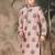 Peach silk embroidered kurta for men