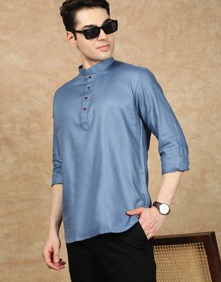 Blue rayon sequins Short kurta for men 1