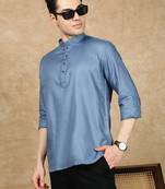 Blue rayon sequins Short kurta for men