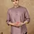 Pink silk embroidered short kurta for men