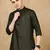 Green silk embroidered Short kurta for men