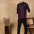 Purple silk embroidered Short kurta for men