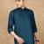 Blue rayon sequins short kurta for men