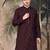 Purple silk blend sequins kurta for men