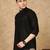 Black rayon floral Short kurta for men
