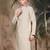 Beige silk blend sequins kurta for men
