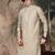 Beige silk blend sequins kurta for men