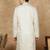 Cream rayon floral kurta for men
