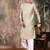 Beige silk blend sequins kurta for men