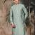 Green silk blend sequins kurta for men