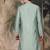 Green silk blend sequins kurta for men