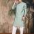 Green silk blend sequins kurta for men