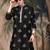 Black silk blend sequins kurta for men