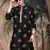 Black silk blend sequins kurta for men