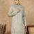 Green rayon floral kurta for men