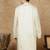 Cream rayon floral kurta for men