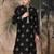 Black silk blend sequins kurta for men