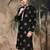 Black silk blend sequins kurta for men