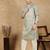 Green rayon floral kurta for men
