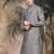 Grey silk blend sequins kurta for men
