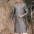 Grey silk blend sequins kurta for men
