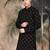 Black silk blend sequins kurta for men