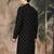 Black silk blend sequins kurta for men