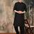 Black silk blend sequins kurta for men