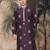 Purple silk blend solid kurta for men