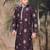 Purple silk blend solid kurta for men