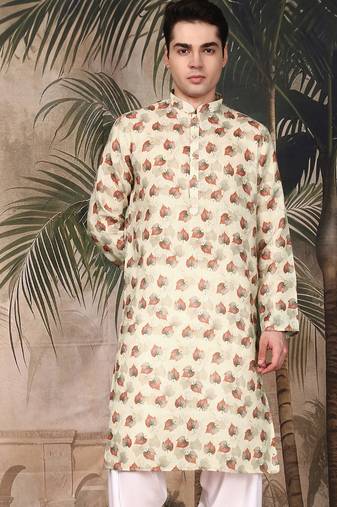 Multicolor silk blend solid kurta for men