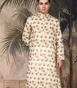 Multicolor silk blend solid kurta for men