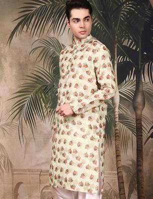 Multicolor silk blend solid kurta for men 2