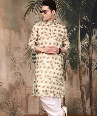 Multicolor silk blend solid kurta for men 5