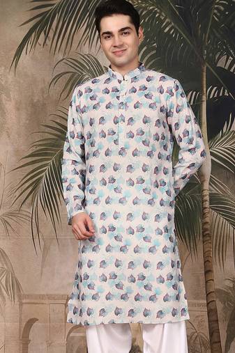 Multicolor silk blend solid kurta for men