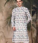 Multicolor silk blend solid kurta for men